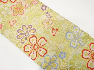 流水に桜模様織り出し振袖用袋帯